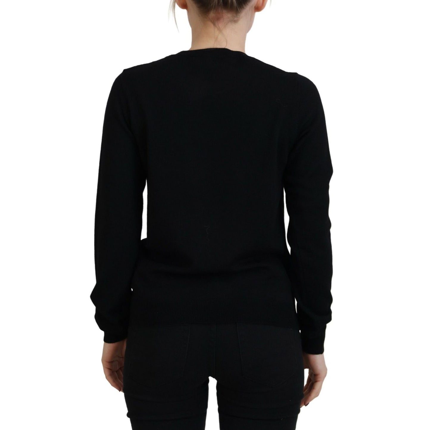 Dsquared² Black Virgin Wool Logo Print Long Sleeves Sweater