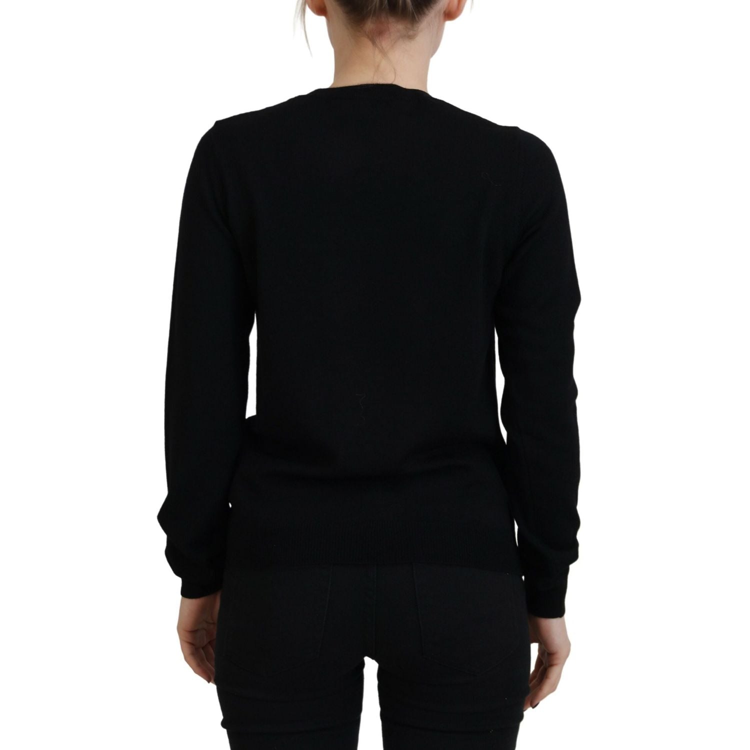 Dsquared² Black Virgin Wool Logo Print Long Sleeves Sweater