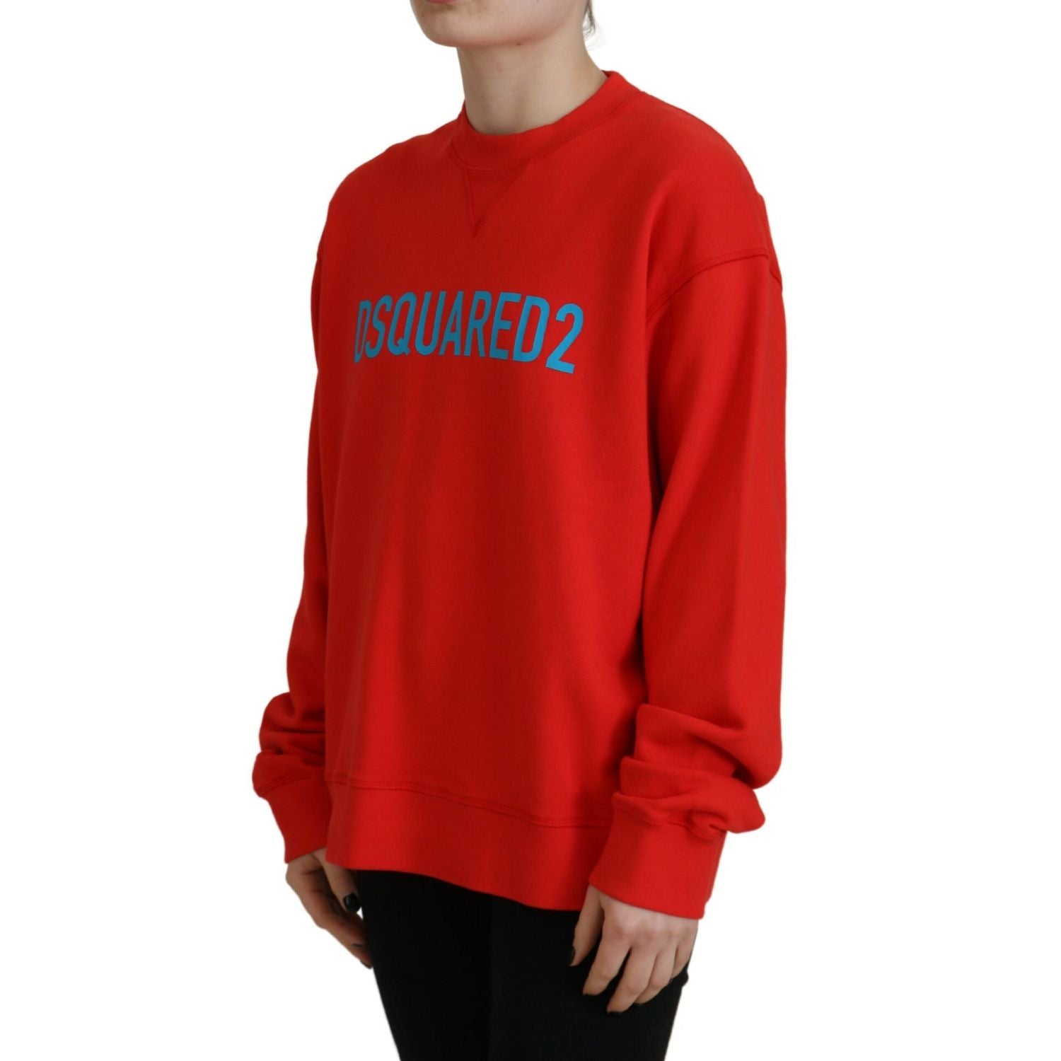 Dsquared² Red Cotton Printed Crew Neck Long Sleeve Sweater