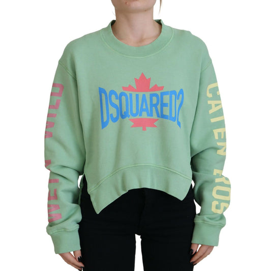 سترة Dsquared² ذات رقبة دائرية وأكمام طويلة مطبوعة بشعار أخضر