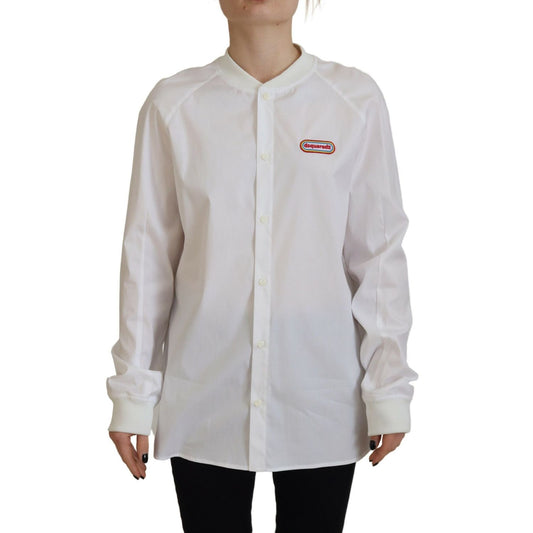 Dsquared² White Cotton Button Down Long Sleeves Crewneck Top