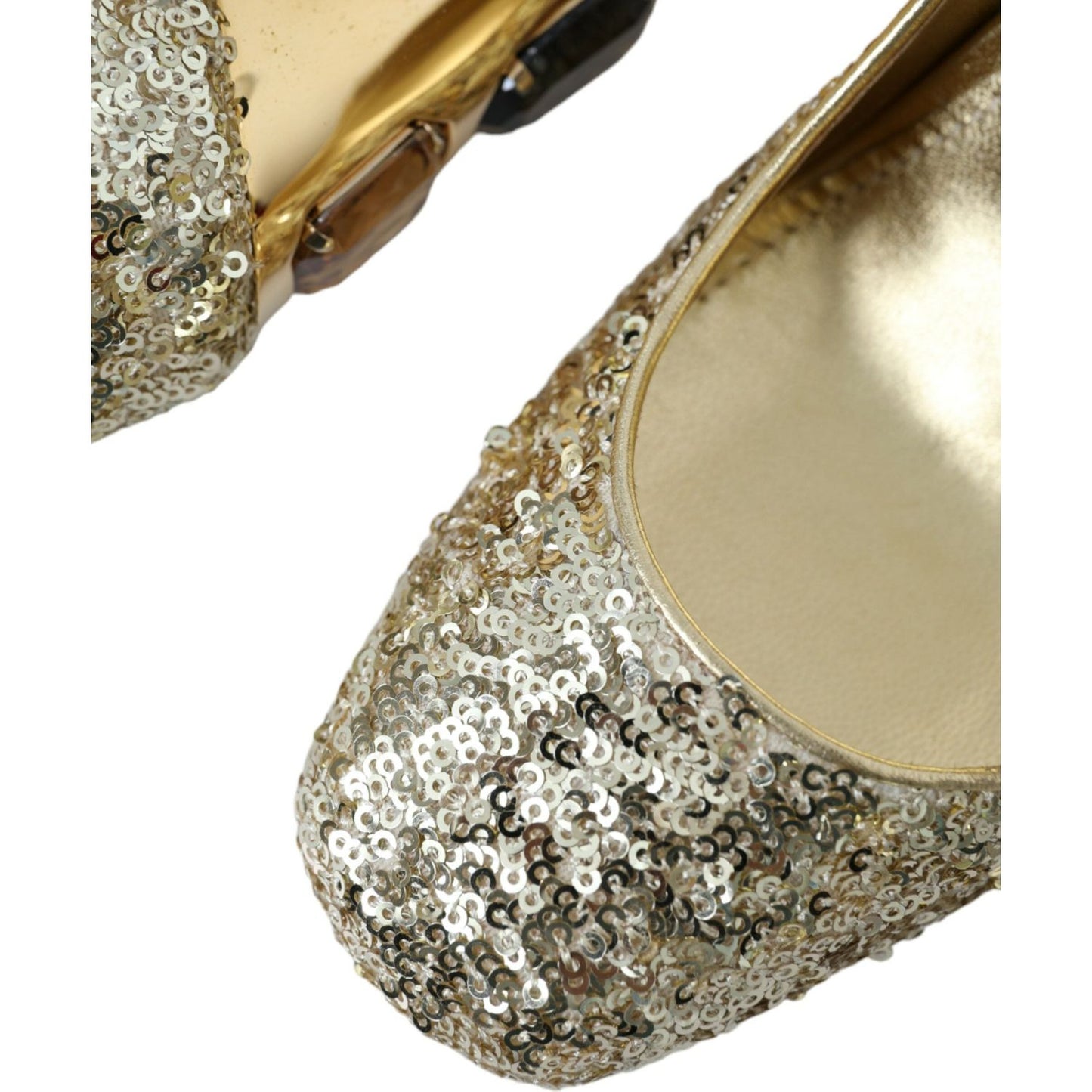 Dolce & Gabbana Gold Sequin Crystal Heels Pumps Shoes LA10867-40