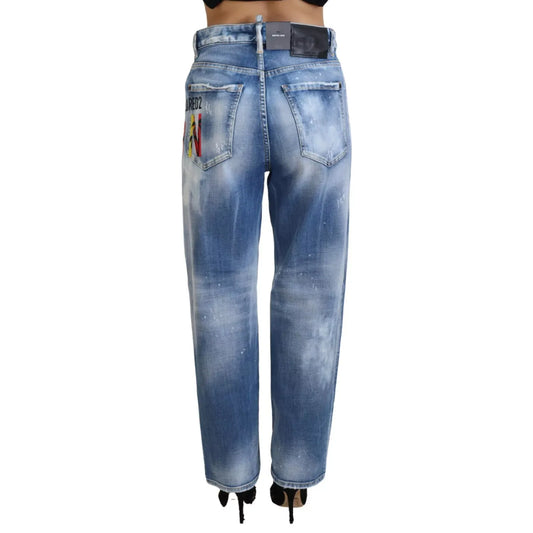 بنطلون جينز مستقيم الخصر من Dsquared² Blue Icon من بوسطن