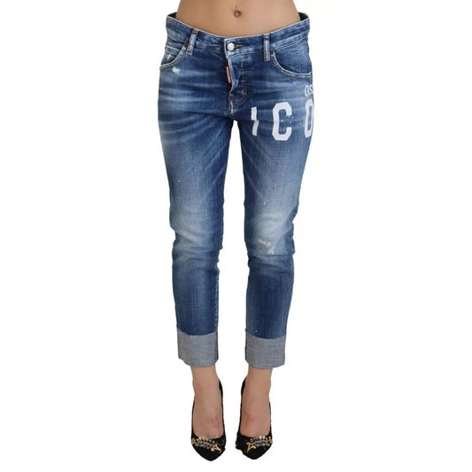 بنطلون جينز قصير بخصر منخفض من Dsquared² Blue Icon للفتيات الصغيرات