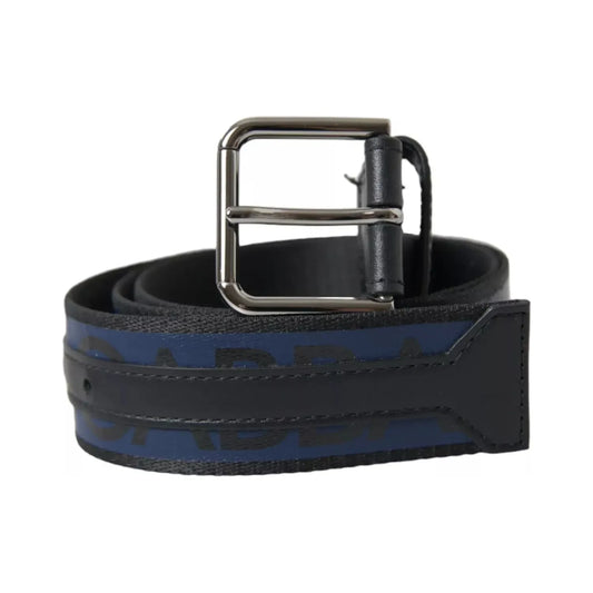 Dolce & Gabbana Black Blue Logo Silver Metal Buckle Belt 1728,67345645728,85 cm / 34 Inches,90% Polyester 10% Calf Leather,Accessories,Belts - Accessories,Belts - Men - Accessories,Black and Blue,Dolce & Gabbana,Men,Preowned / Defect,Regular Belts - Belts