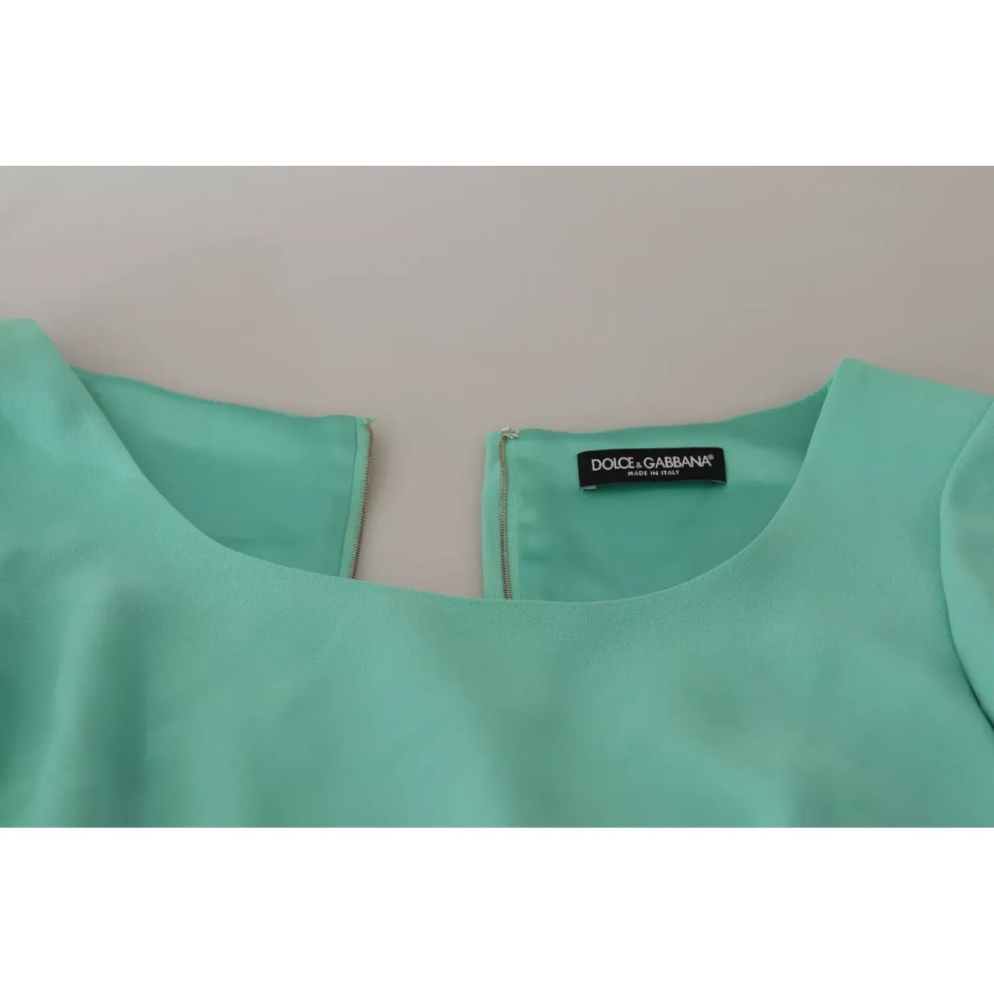 Dolce & Gabbana Mint Green Sheath Square Neckline Midi Dress