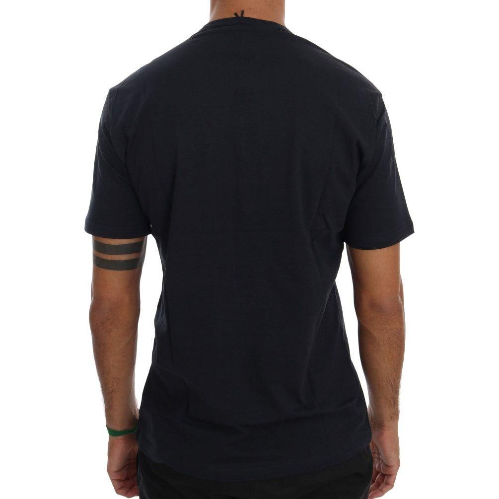 Daniele Alessandrini Blue Cotton V-neck T-Shirt Daniele Alessandrini