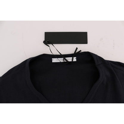 Daniele Alessandrini Blue Cotton V-neck T-Shirt Daniele Alessandrini