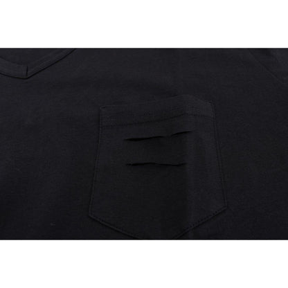 Daniele Alessandrini Blue Cotton V-neck T-Shirt Daniele Alessandrini