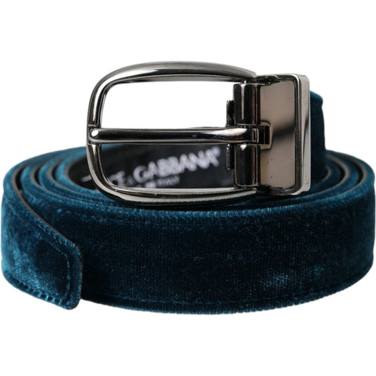 Dolce & Gabbana Blue Velvet Leather Silver Metal Buckle Belt 1728,67345645728,95 cm / 38 Inches,Accessories,Belts - Accessories,Belts - Men - Accessories,Blue,Dolce & Gabbana,Material: 100% Velvet Leather,Men,New with tags,Regular Belts - Belts - Accessor