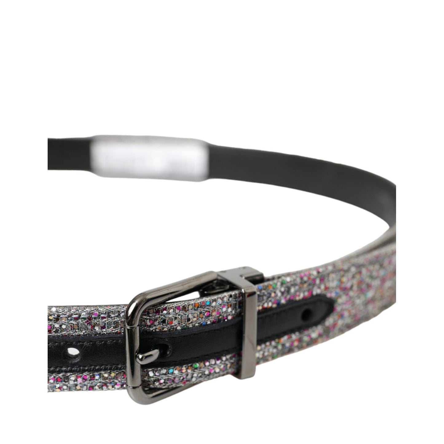 Dolce & Gabbana Multicolor Embellished Silver Metal Buckle Belt