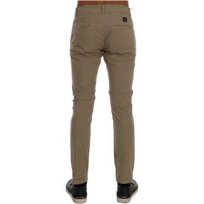 Daniele Alessandrini Beige Cotton Stretch Slim Fit Chinos Daniele Alessandrini