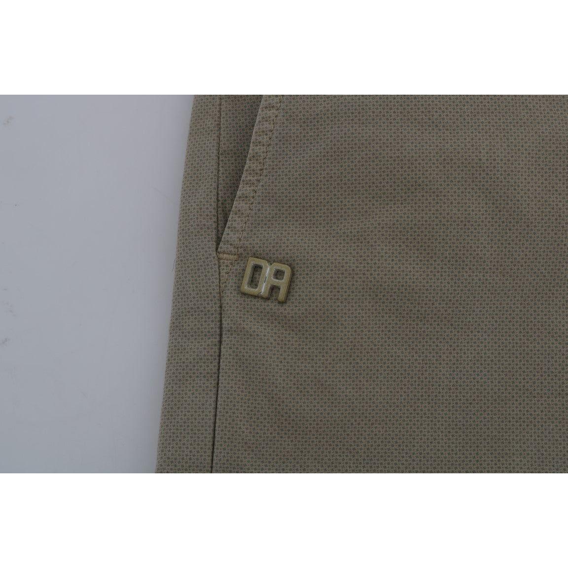 Daniele Alessandrini Beige Cotton Stretch Slim Fit Chinos Daniele Alessandrini