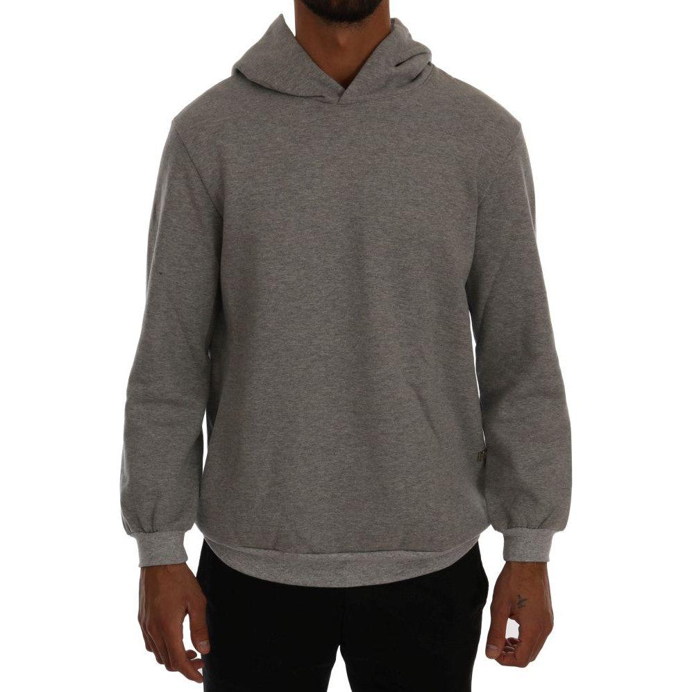 Daniele Alessandrini Gray Pullover Hodded Cotton Sweater Daniele Alessandrini