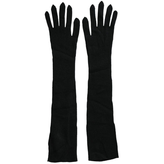 Dolce & Gabbana Black Cashmere Knitted Elbow Length Gloves