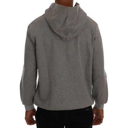 Daniele Alessandrini Gray Pullover Hodded Cotton Sweater Daniele Alessandrini