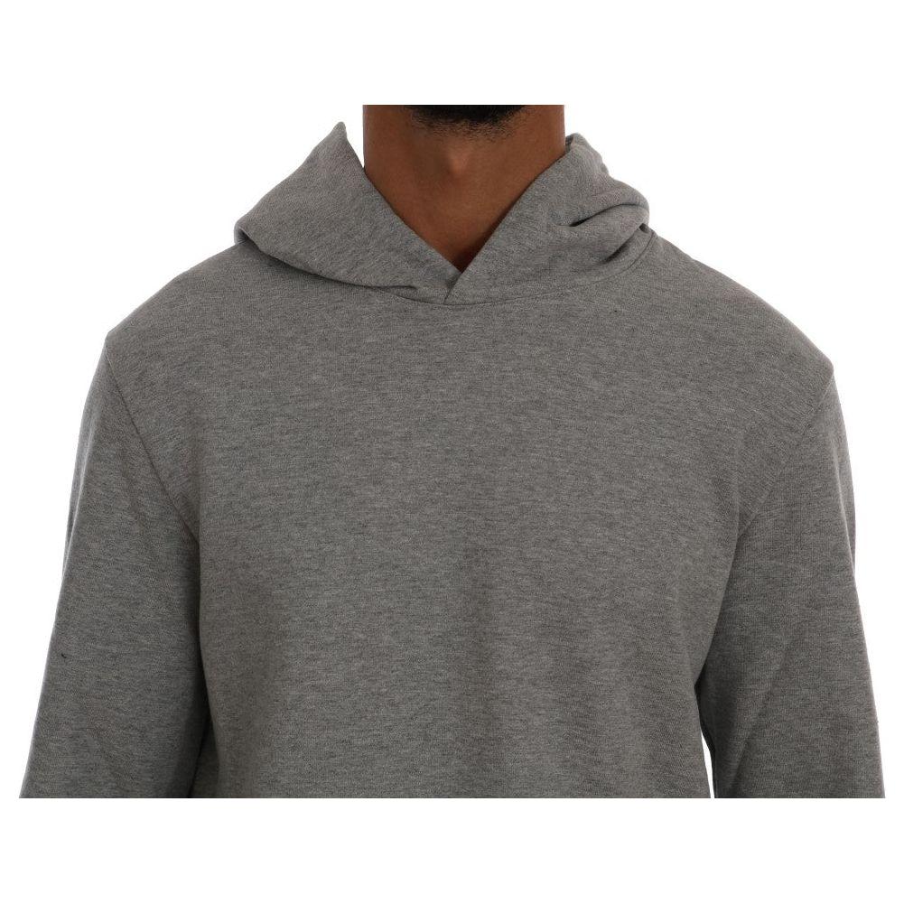 Daniele Alessandrini Gray Pullover Hodded Cotton Sweater Daniele Alessandrini