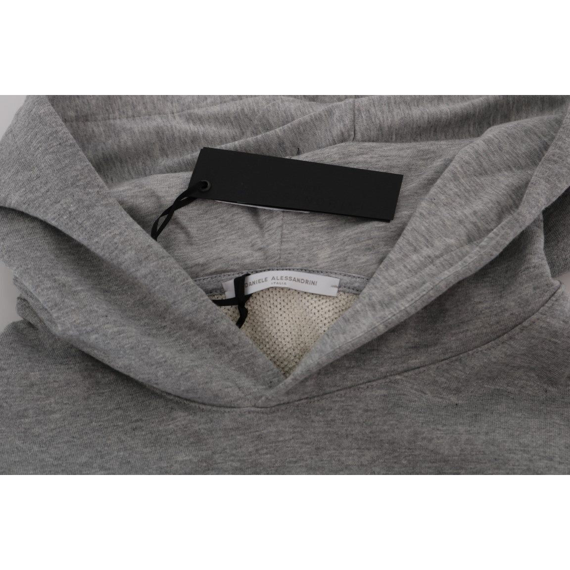 Daniele Alessandrini Gray Pullover Hodded Cotton Sweater Daniele Alessandrini