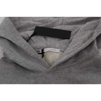 Daniele Alessandrini Gray Pullover Hodded Cotton Sweater Daniele Alessandrini