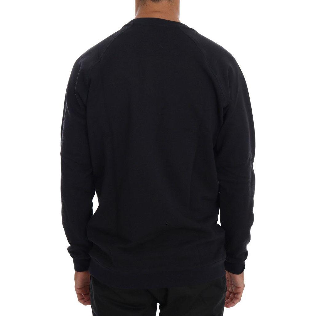 Daniele Alessandrini Blue Crewneck Cotton Sweater Daniele Alessandrini