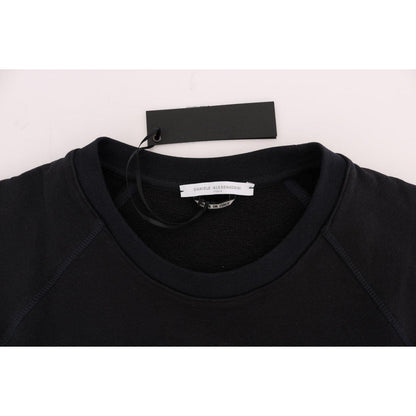 Daniele Alessandrini Blue Crewneck Cotton Sweater Daniele Alessandrini