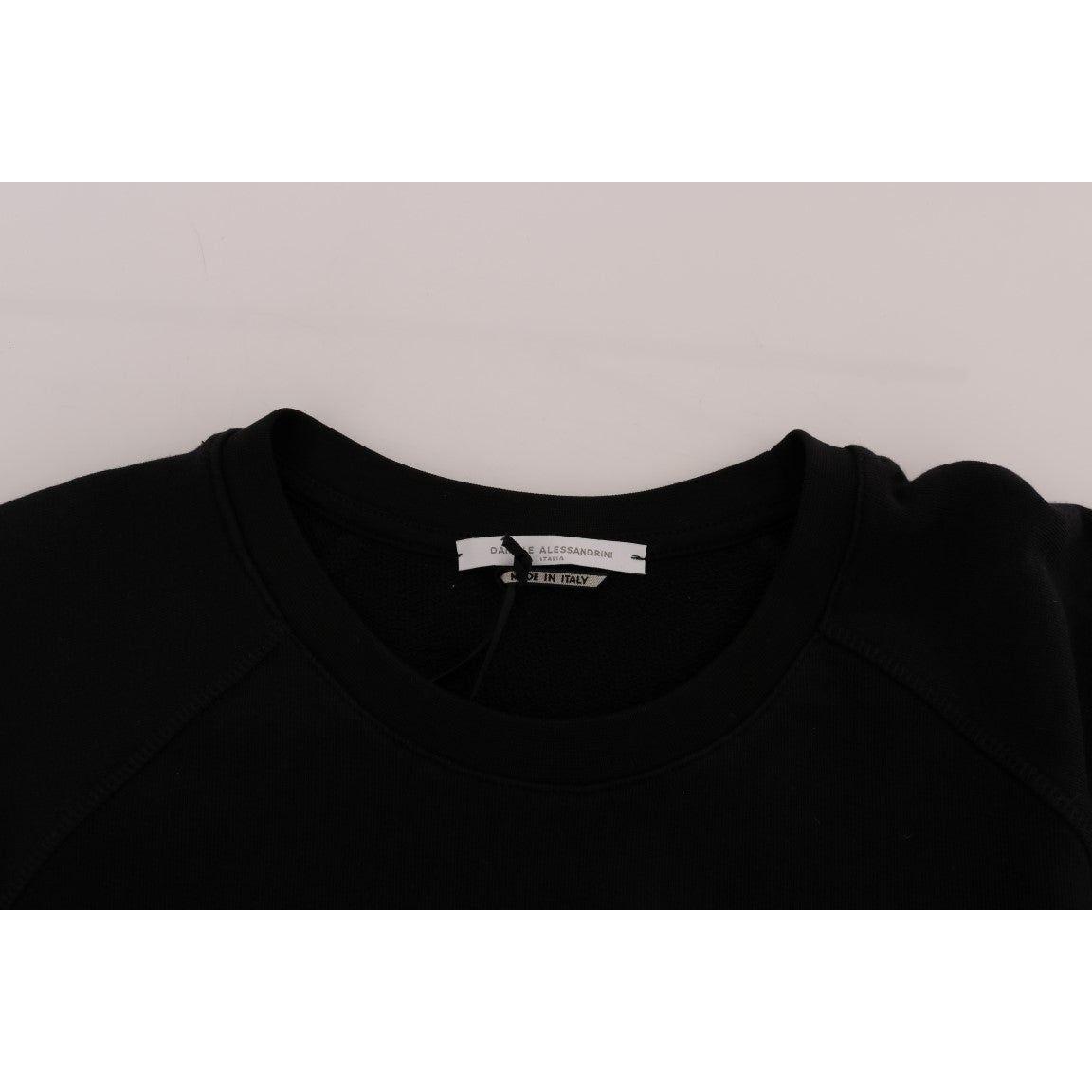 Daniele Alessandrini Black Crewneck Cotton Pullover Sweater