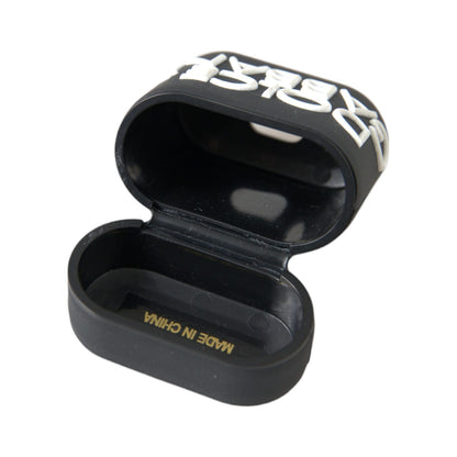 حافظة Airpods من السيليكون باللون الأسود والأبيض من Dolce &amp; Gabbana بشعار منقوش