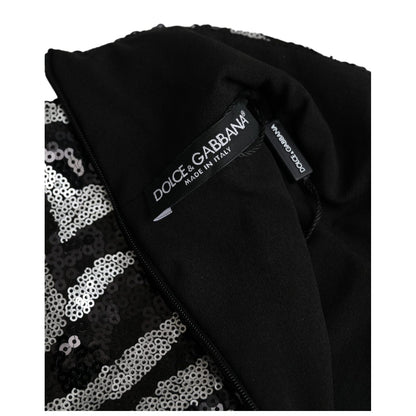 Dolce & Gabbana Black Silver Sequined Polyester Sweater