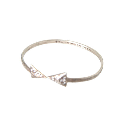 Nialaya Arrow Crystal 925 Silver Bangle Bracelet Women