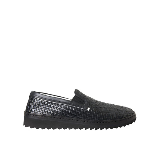 Dolce & Gabbana Black Woven Buffalo Leather Men Loafers Shoes 1728,67345645728,Black,Dolce & Gabbana,EU40/US7,Loafers - Men - Shoes,Loafers - Shoes,Material: 90% Buffalo 10% Calfskin,Men,Men - Shoes,New with tags,Shoes,Slip-On Loafers - Loafers - Shoes