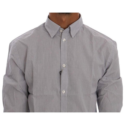 Frankie Morello White Blue Check Casual Cotton Regular Fit Shirt Frankie Morello