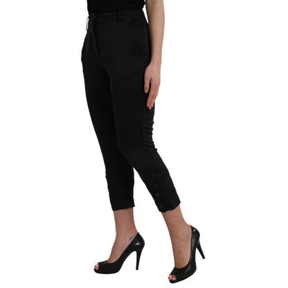 Ermanno Scervino Black High Waist Capri Cropped Pants