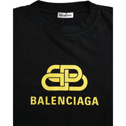 Balenciaga Black Cotton Logo Crew Neck Short Sleeves T-shirt