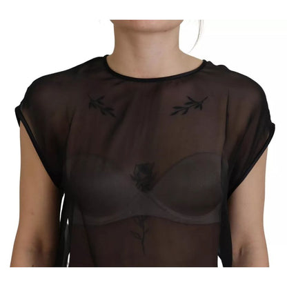 Dolce & Gabbana Black Mesh Transparent Blouse Pullover Top