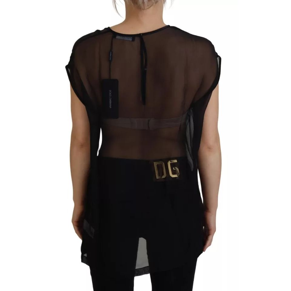 Dolce & Gabbana Black Mesh Transparent Blouse Pullover Top
