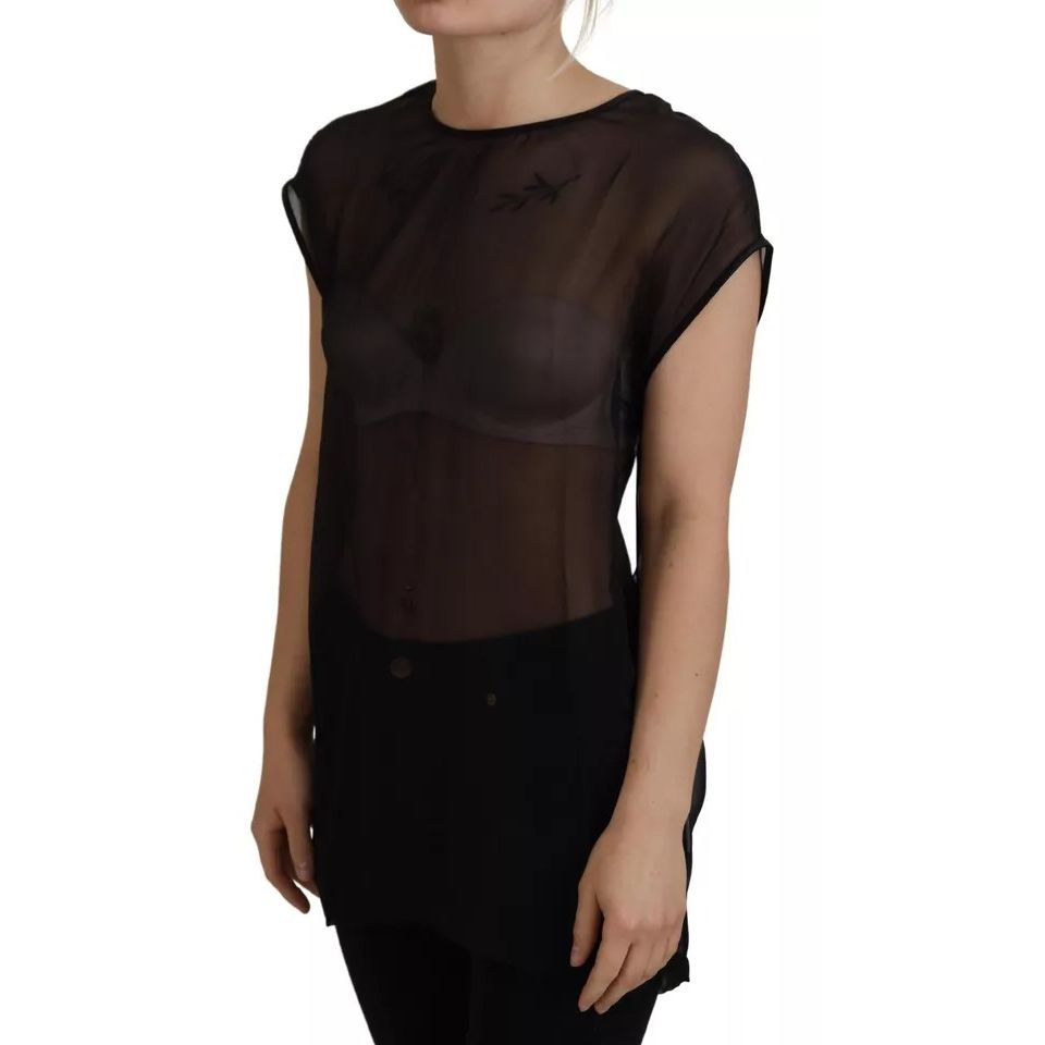 Dolce & Gabbana Black Mesh Transparent Blouse Pullover Top