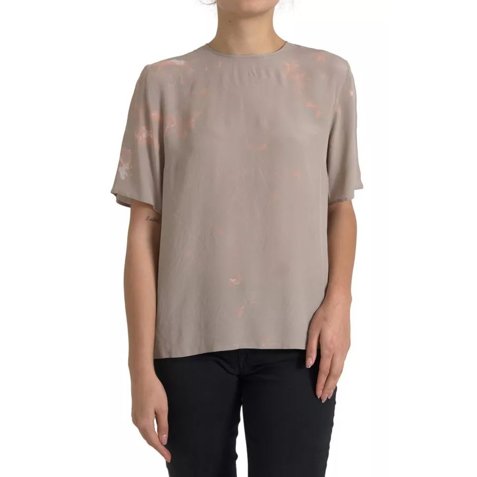 Dolce & Gabbana Brown Round Neck Short Sleeve Blouse Top