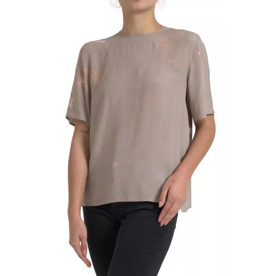 Dolce & Gabbana Brown Round Neck Short Sleeve Blouse Top