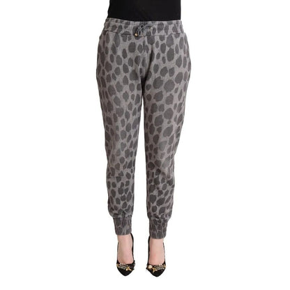 Dolce & Gabbana Gray Leopard Print Sweatpants Jogger Pants