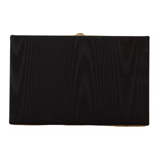 Dolce & Gabbana Black Silk Gold Frame Clutch Evening Party Purse Bag