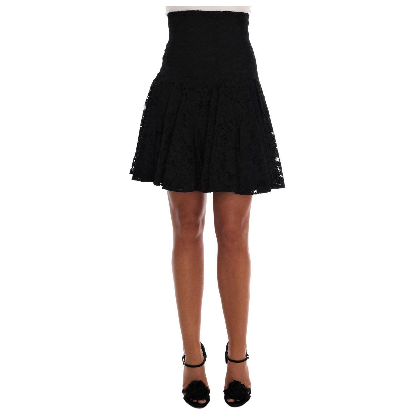 Dolce & Gabbana Black Floral Cutout Lace A-Line Skirt Dolce & Gabbana