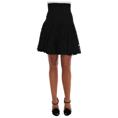 Dolce & Gabbana Black Floral Cutout Lace A-Line Skirt Dolce & Gabbana