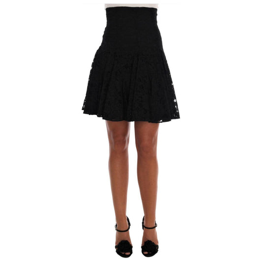 Dolce & Gabbana Black Floral Cutout Lace A-Line Skirt Dolce & Gabbana