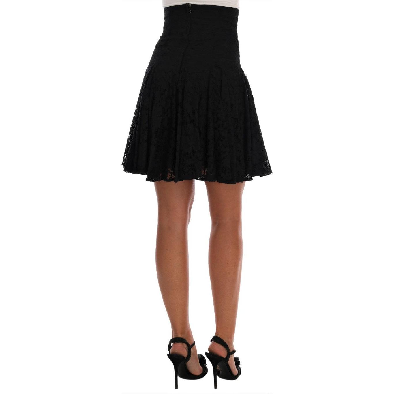 Dolce & Gabbana Black Floral Cutout Lace A-Line Skirt Dolce & Gabbana