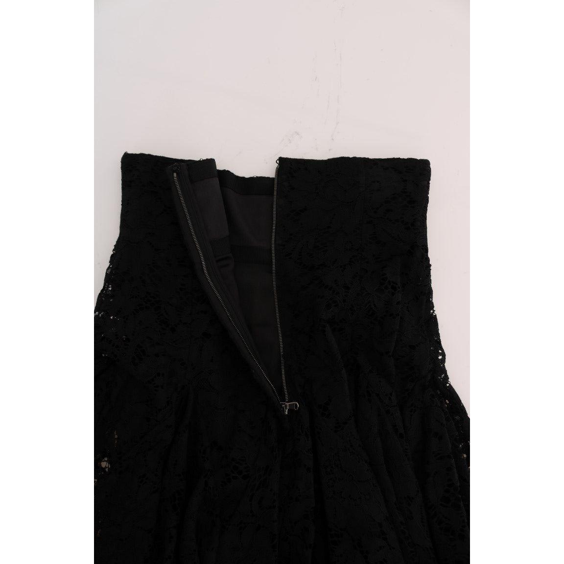 Dolce & Gabbana Black Floral Cutout Lace A-Line Skirt Dolce & Gabbana