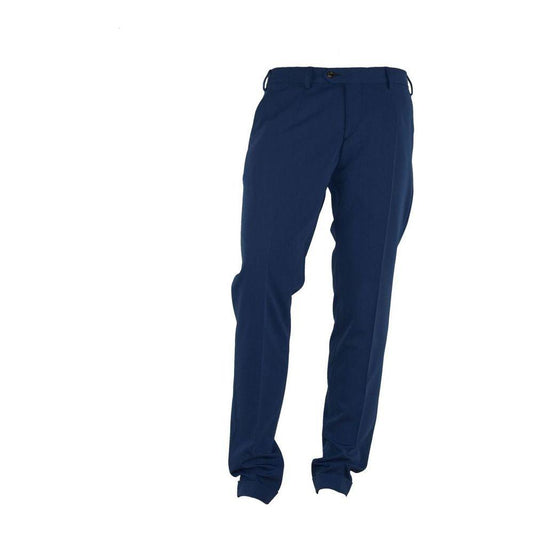 Made in Italy Elegant Blue Trousers for Sophisticated Men MI-3206-IT44 | XS