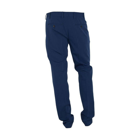 Made in Italy Elegant Blue Trousers for Sophisticated Men MI-3206-IT44 | XS