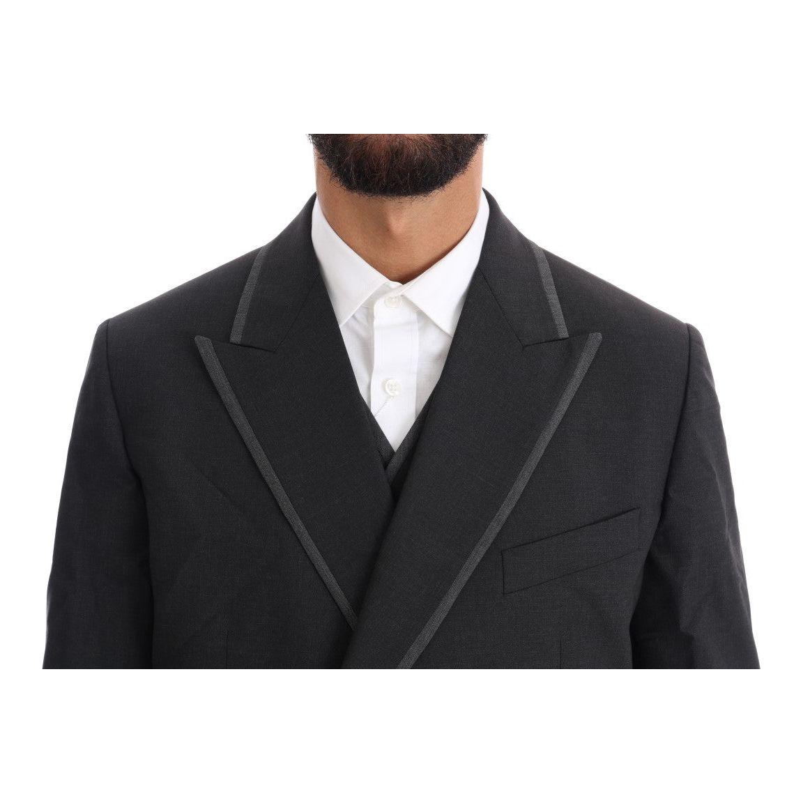 Dolce & Gabbana Gray Wool Stretch 3 Piece Two Button Suit