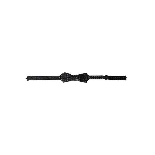 Dolce & Gabbana Black Silk Polka Dot Adjustable Neck Men Papillon Bow Tie