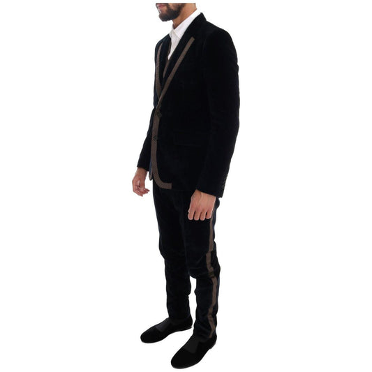 Dolce & Gabbana Blue Velvet Two Button Slim 3 Piece Suit KOS1131-4